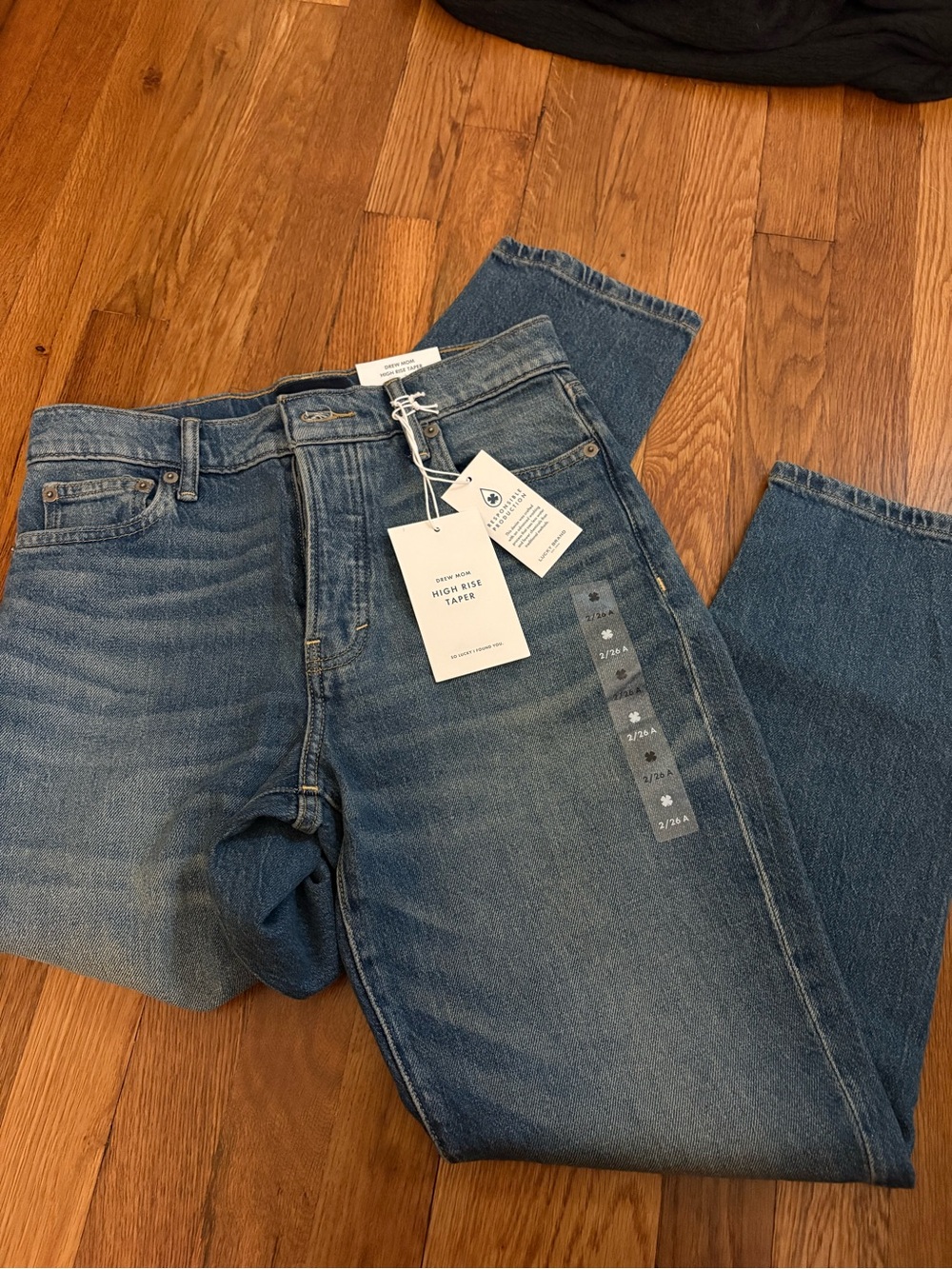 Lucky Bean High Rise Drew Mom Jeans in Medium Blue